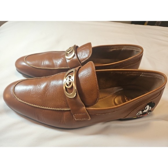 Disney X Aldo Mens Leather Loafer Cognac Brown Mickey D100loafer Men's size 10 - Picture 2 of 12